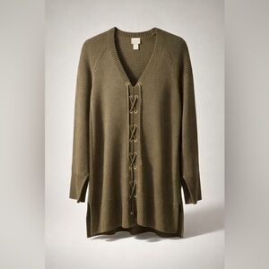 Chicos Olive Lace-Up Women's Cardigan